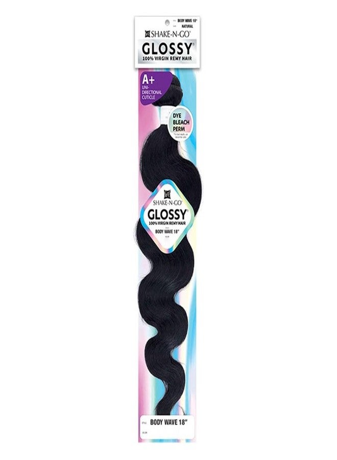Shake N Go Virgin Remy Hair Weave Glossy Body Wave 18" (Color : Natural Black)